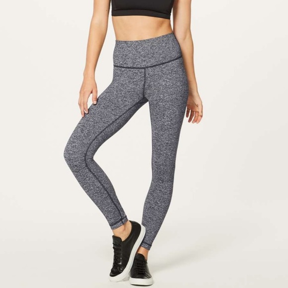 Lululemon Wunder Under 7/8 Leggings Heathered Black Size 4 - Picture 2 of 4